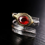 Bague Plume Homme rouge | Steampunk Store