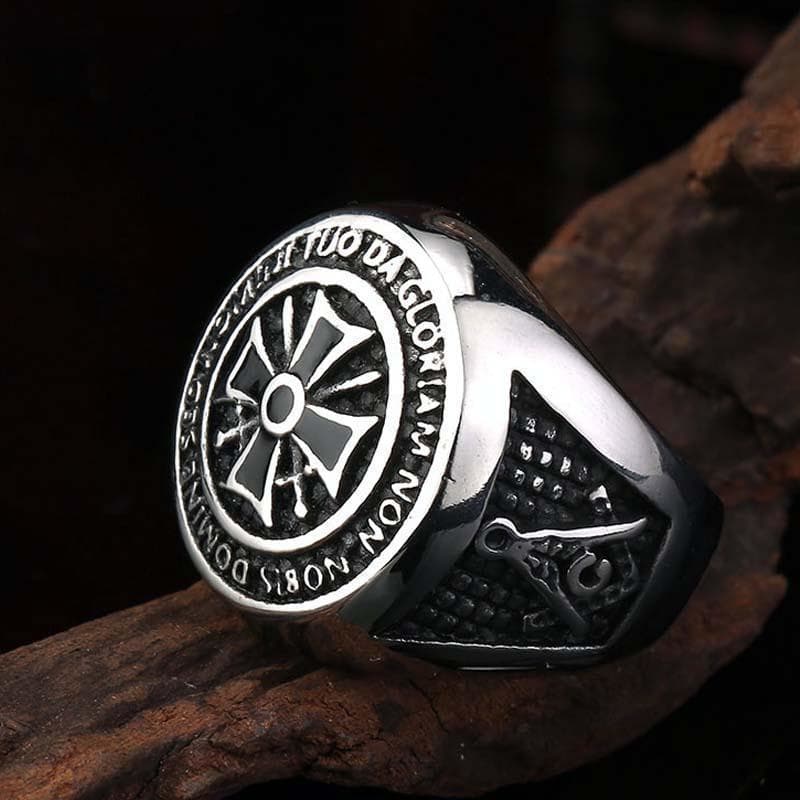 Bague Templier Acier pour Homme | Steampunk Store