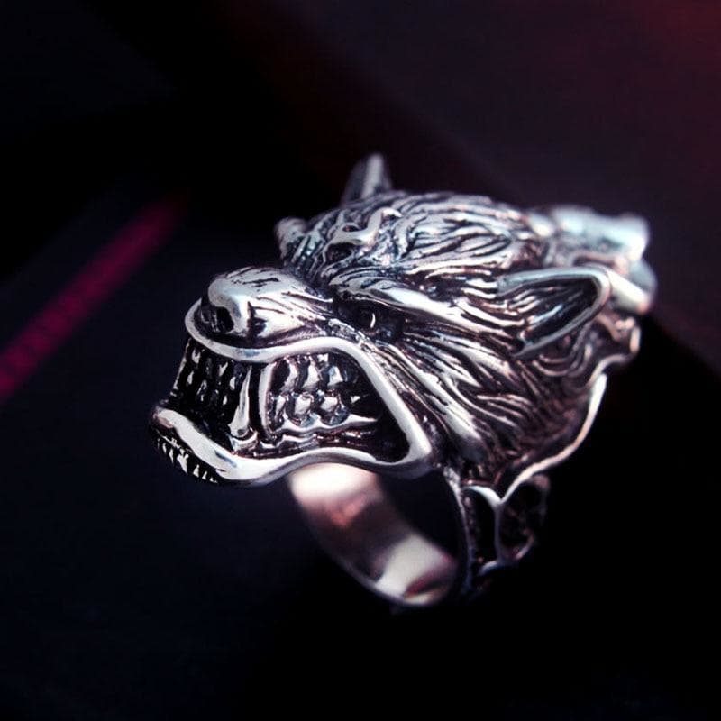 Bague Tete De Loup Argent steampunk