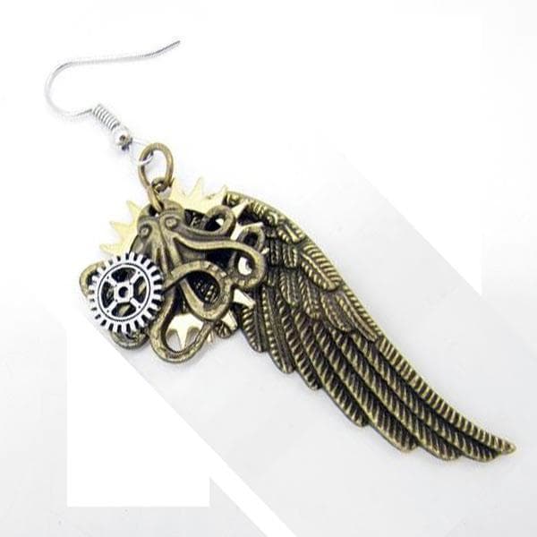 Détails Boucles d'oreilles Ailes - steampunk store