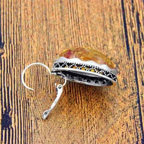 Boucles d'oreilles pendantes vintage ambré sur argent massif Boucles d'oreilles pendantes vintage ambré sur argent massif