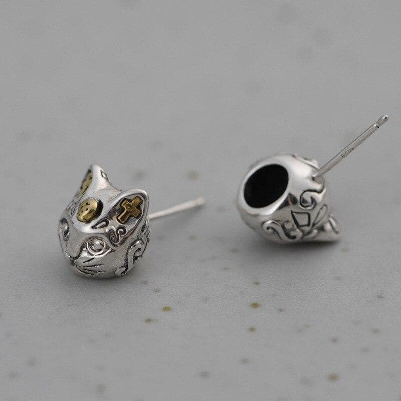 Boucles d Oreilles Chat Argent vue intérieure