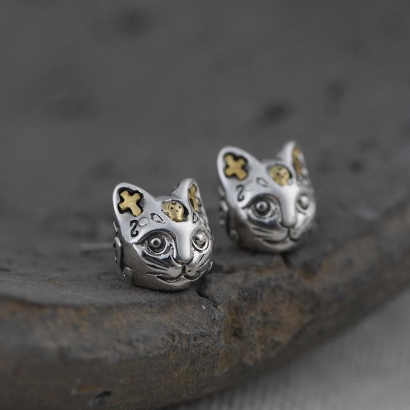 Boucles d Oreilles Chat Argent présentation