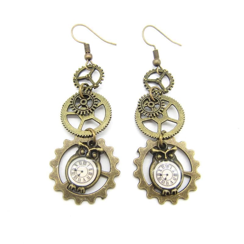 Boucles d Oreilles Chouette Hibou bronze | Steampunk Store