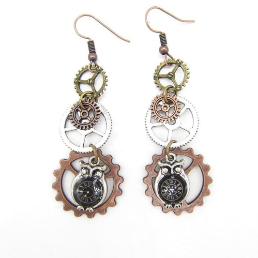 Boucles d Oreilles Chouette Hibou  | Steampunk Store