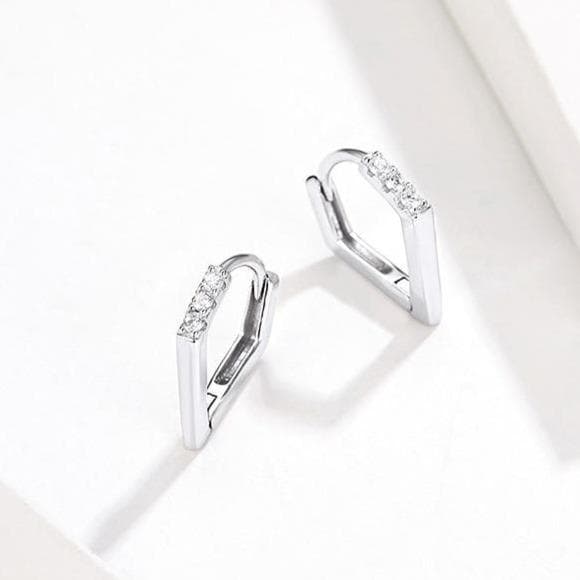 Boucles d Oreilles Femme Argent Triangle présentation