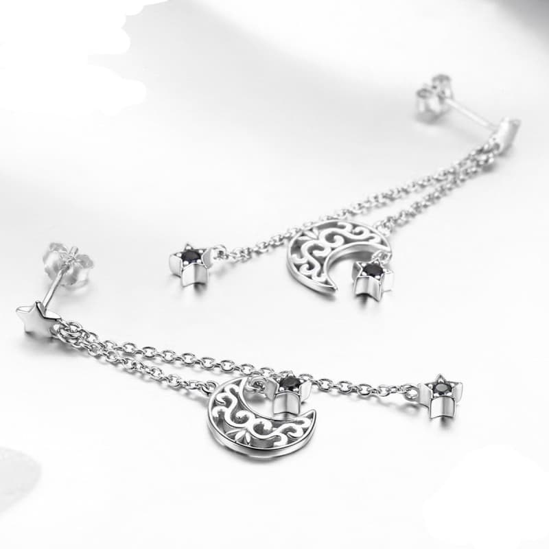 Boucles d Oreilles Lune Argent présentation