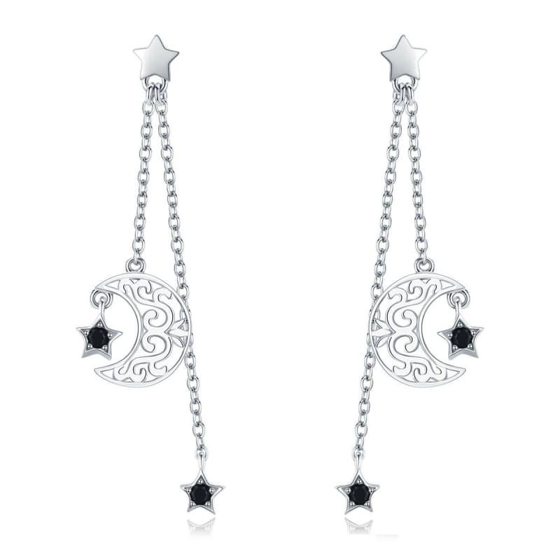 Boucles d Oreilles Lune Argent