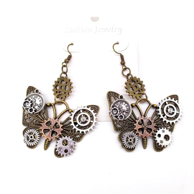 Boucles Steampunk Papillons Mécaniques