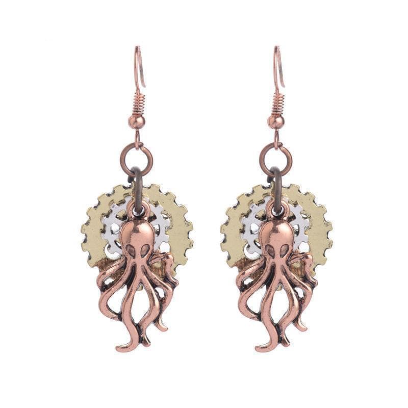 Boucles d'oreilles Kraken steampunk - Steampunk Store