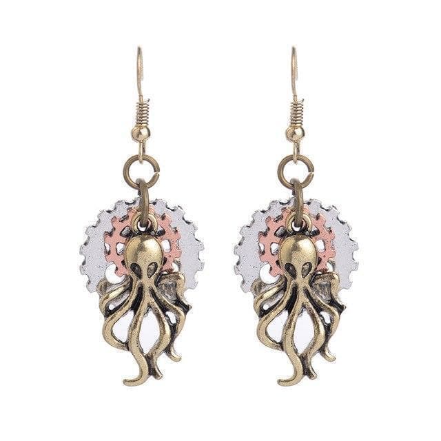 Boucles d'oreilles Kraken steampunk - Steampunk Store