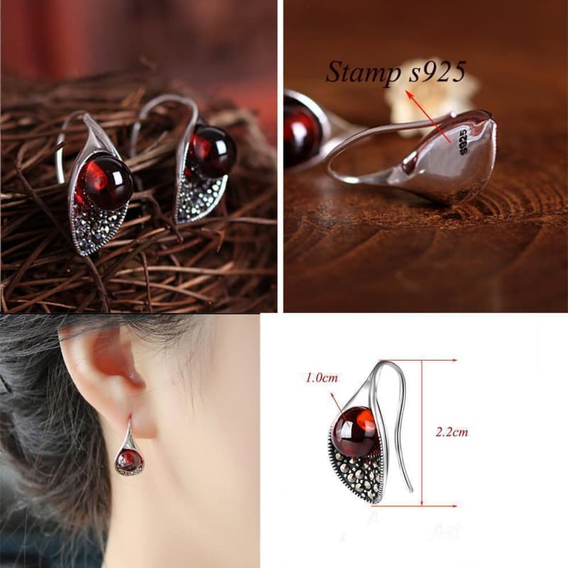 Boucles d Oreilles Rouges Pendantes infos | Steampunk Store