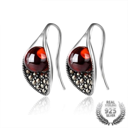 Boucles d Oreilles Rouges Pendantes | Steampunk Store