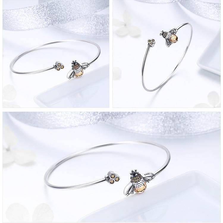 Bracelet Abeille Argent 3 vues