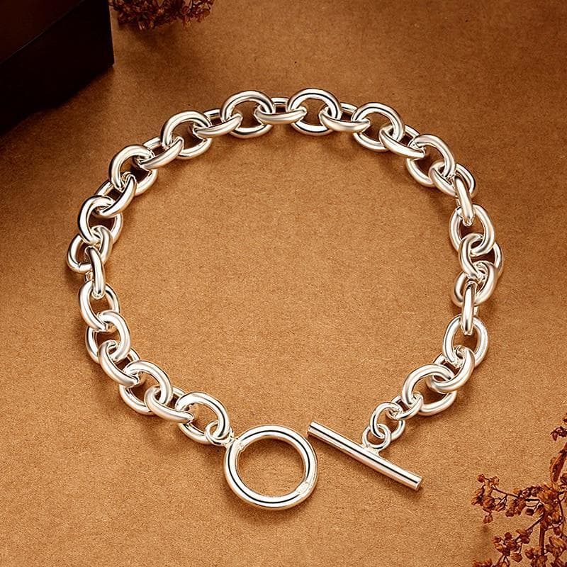 Bracelet Argent Femme Grosses Mailles posé | Steampunk Store