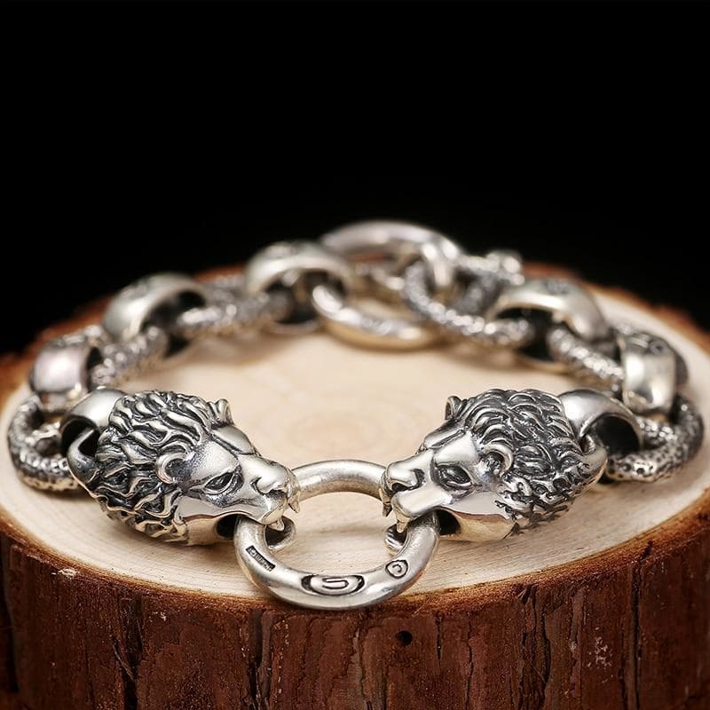 Bracelet Argent Lion Vintage | Steampunk Store