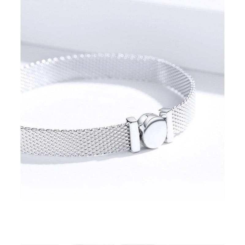 Bracelet Argent Plat Femme détail fermoir