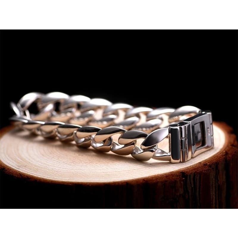 Bracelet Biker Argent de coté | Steampunk Store