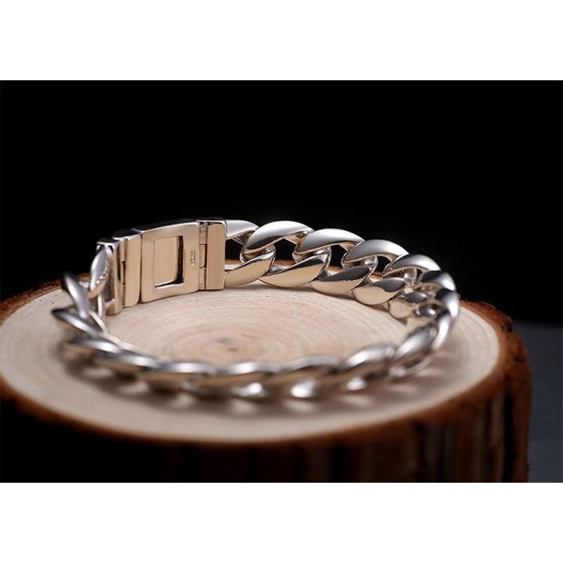 Bracelet Biker Argent vue arrière | Steampunk Store