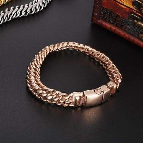 Bracelet Chaine Acier Homme cuivré