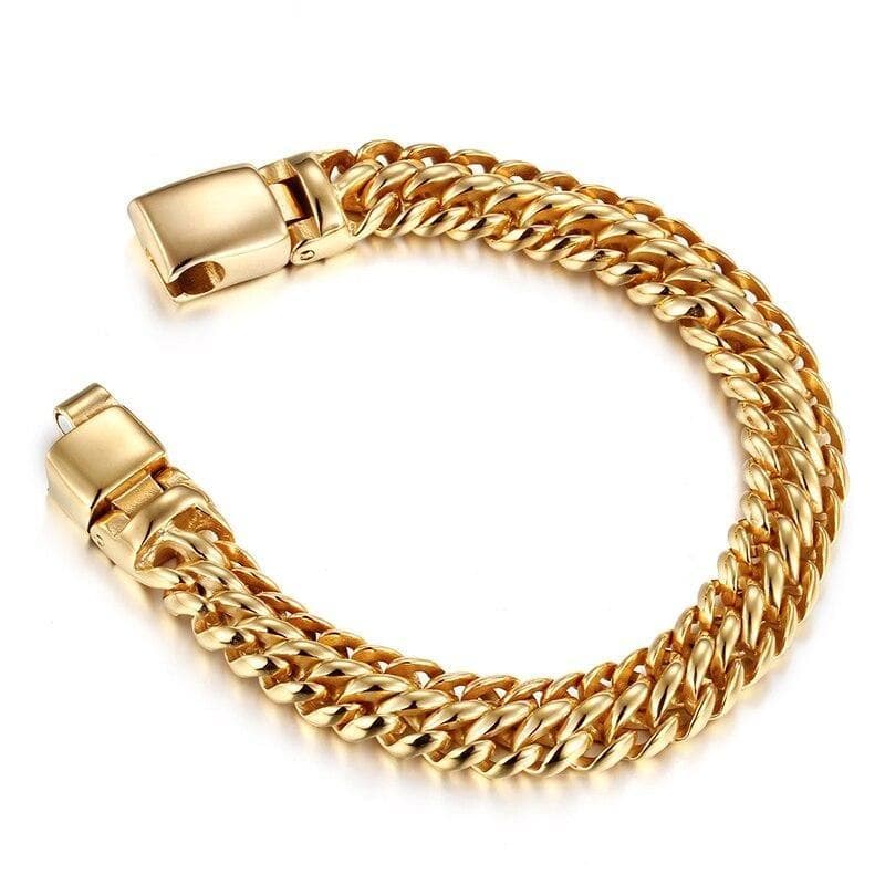 Bracelet Chaine Acier Homme doré