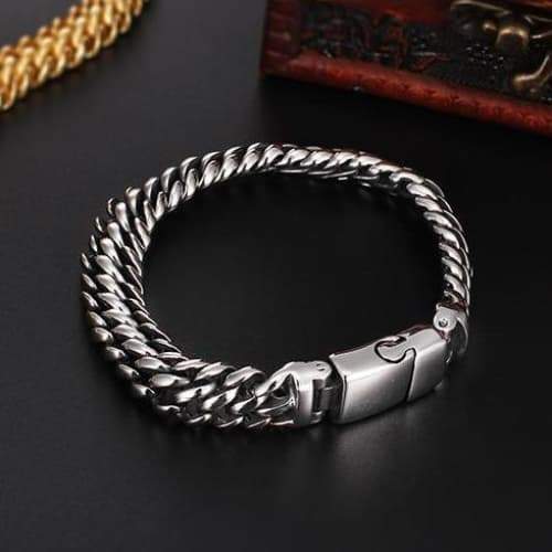 Bracelet Chaine Acier Homme argenté