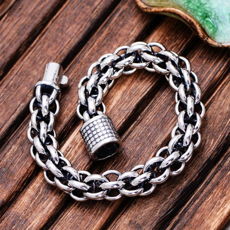 Bracelet Chaine Argent Homme enroulé et ouvert | Steampunk Store