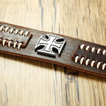 Bracelet Croix De Malte Cuir à plat | Steampunk Store