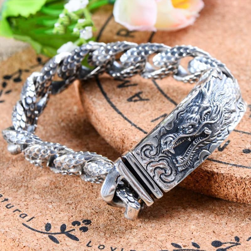 Bracelet Argent Dragon Vintage | Steampunk Store