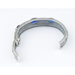 Bracelet Epais Argent Femme bleu ouvert