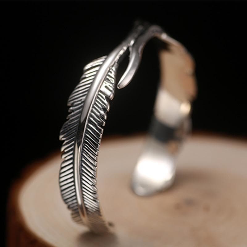 Bracelet Femme Argent Plume style jonc | Steampunk Store