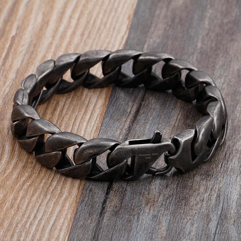 Bracelet Homme Acier Noir posé