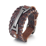 Bracelet Homme Large Cuir marron | Steampunk Store