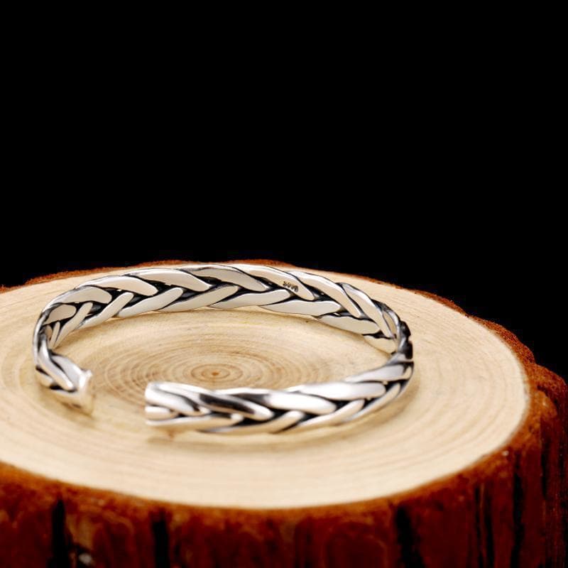 Bracelet Jonc Homme Argent Tressé Steampunk Store