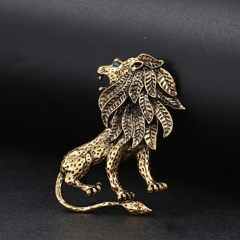 Broche Vintage Lion Signée SFJ - Métal Argenté - Modèle K3 - Bijou Ancien De Collection