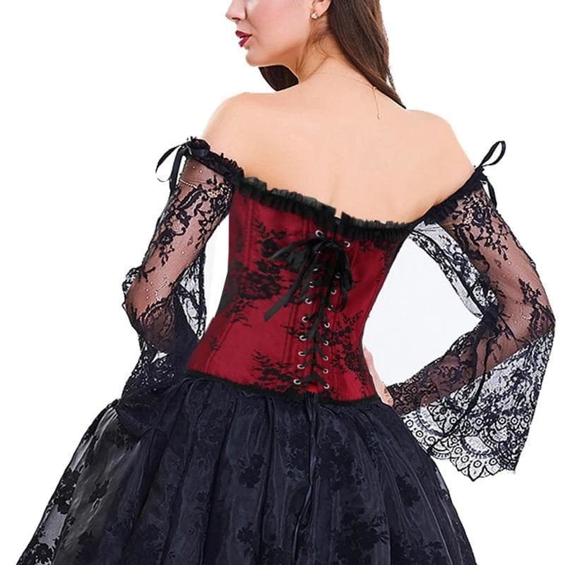 Bustier Rouge et Noir vue arrière | Steampunk Store