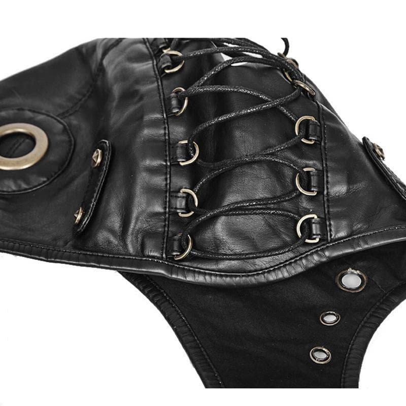 Casque Aviateur Vintage vue des lacets | Steampunk-Store