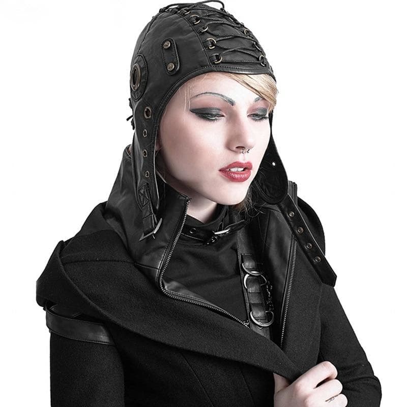 Casque Aviateur Vintage sur modele femme | Steampunk-Store