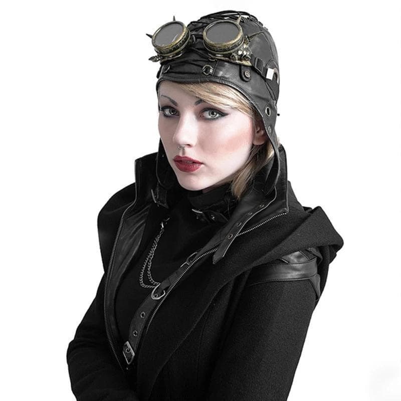 Casque Aviateur Vintage avec lunettes | Steampunk-Store