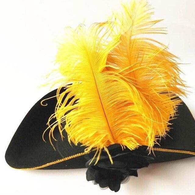 Chapeau De Pirate Adulte plume jaune | Steampunk Store