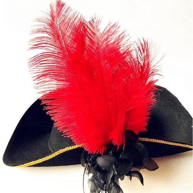 Chapeau De Pirate Adulte plume rouge | Steampunk Store