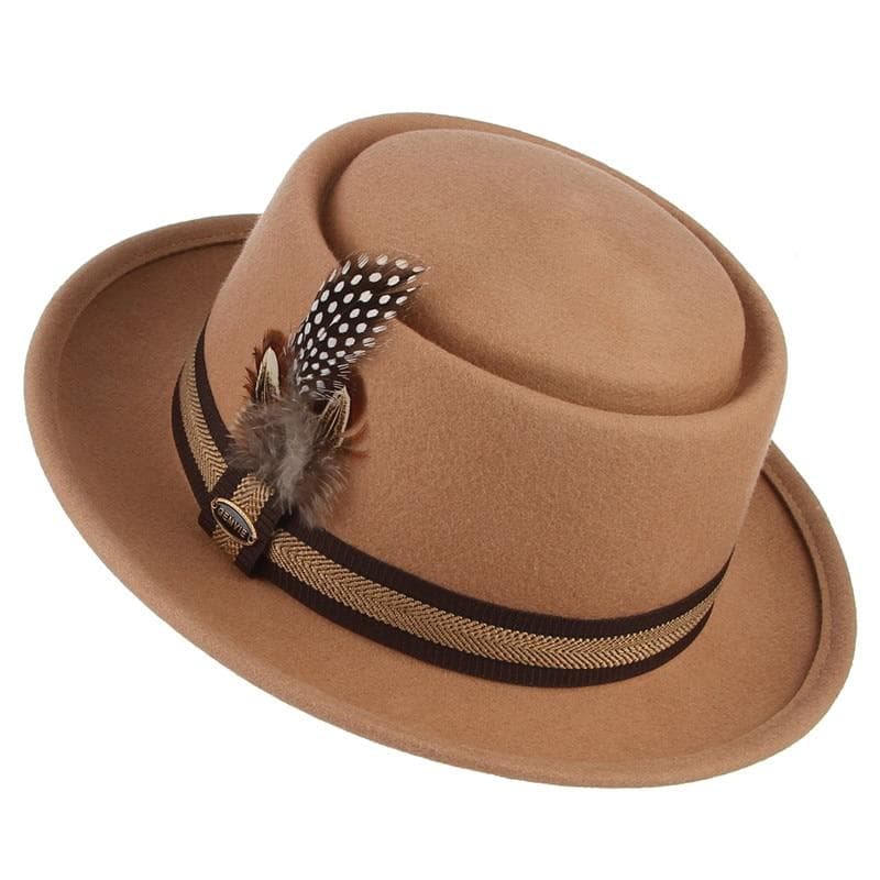 Chapeau Fedora Femme Beige de coté