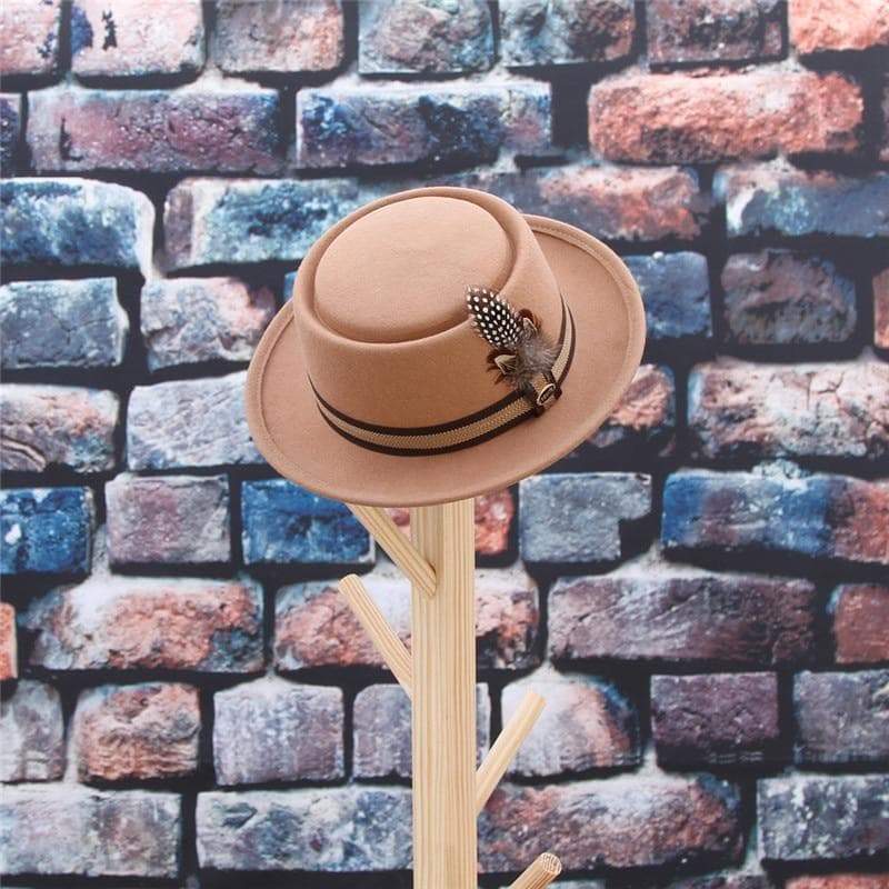 Chapeau Fedora Femme Beige posé