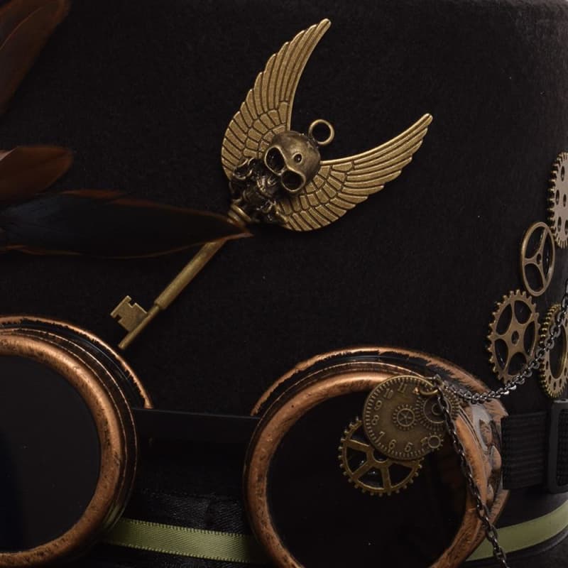 Chapeau Haut De Forme zoom sur les Lunettes | Steampunk Store