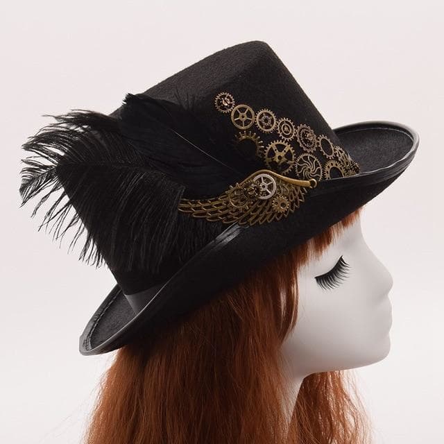 Chapeau Haut De Forme Femme de profil | Steampunk Store