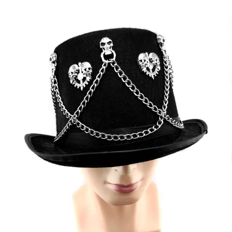 Chapeau Haut de Forme Noir de face | Steampunk Store