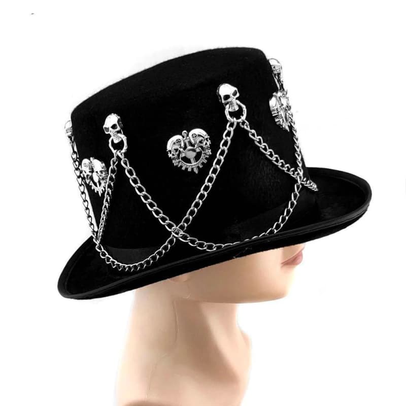 Chapeau Haut de Forme Noir coté droit | Steampunk Store