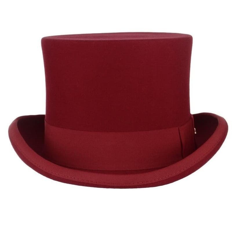 Chapeau Haut de Forme Rouge de face | Steampunk Store