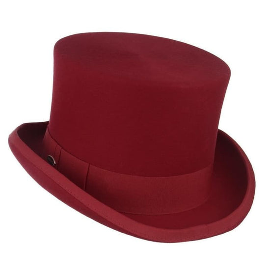 Chapeau Haut de Forme Rouge coté droit | Steampunk Store