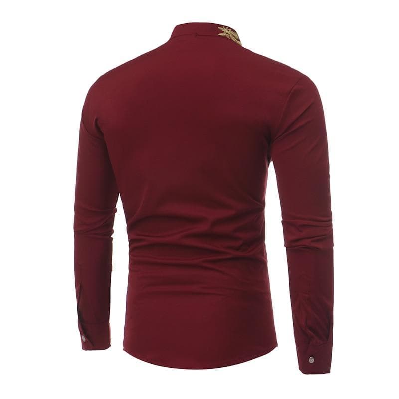 Chemise Col Brodé Homme rouge vue arrière